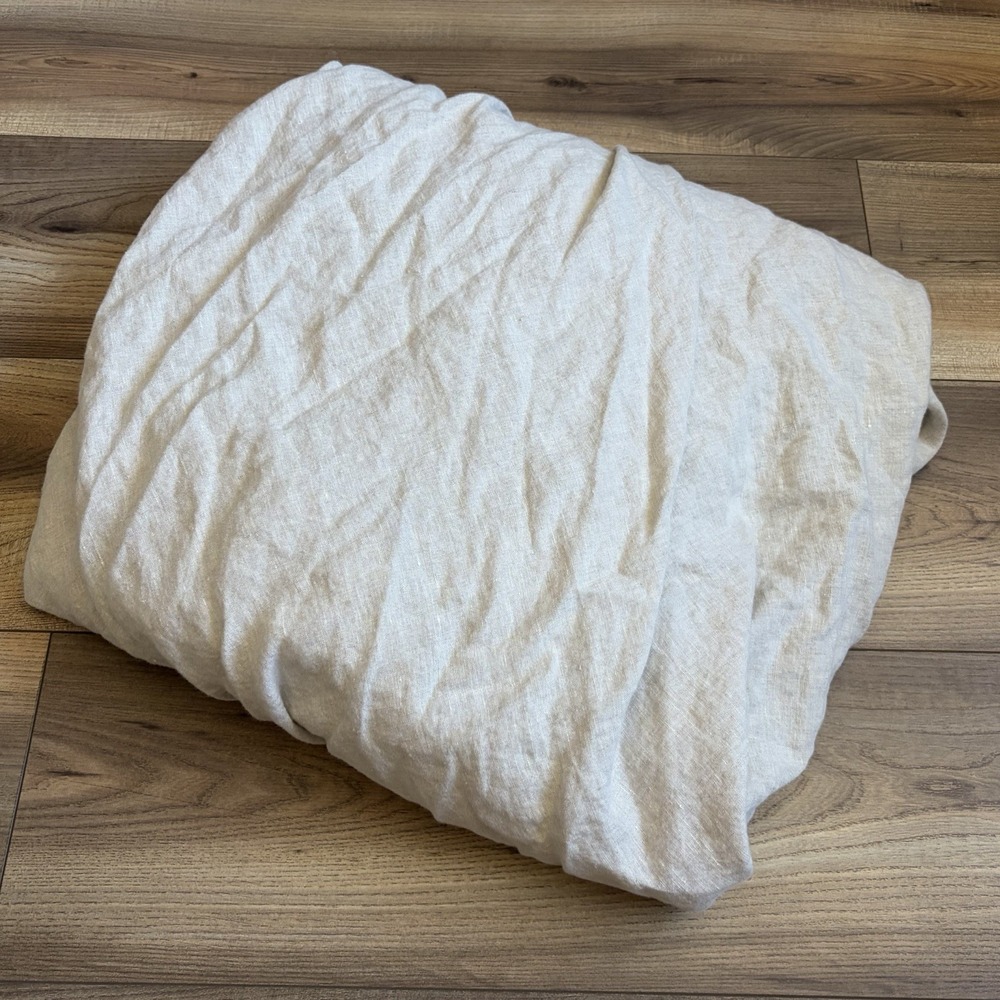 West Elm European Flax Linen Fitted Sheet Queen Natural Flax Washed